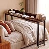 Clevich Overbed Table with 360° Wheels, Queen Size Mobile Bed Desk with Heavy Duty Metal Leg, Sturdy Laptop Cart & Dining Rolling Table for Bedroom, Living Room, Bar, Hospital Use, 180cm (Retro Brown)