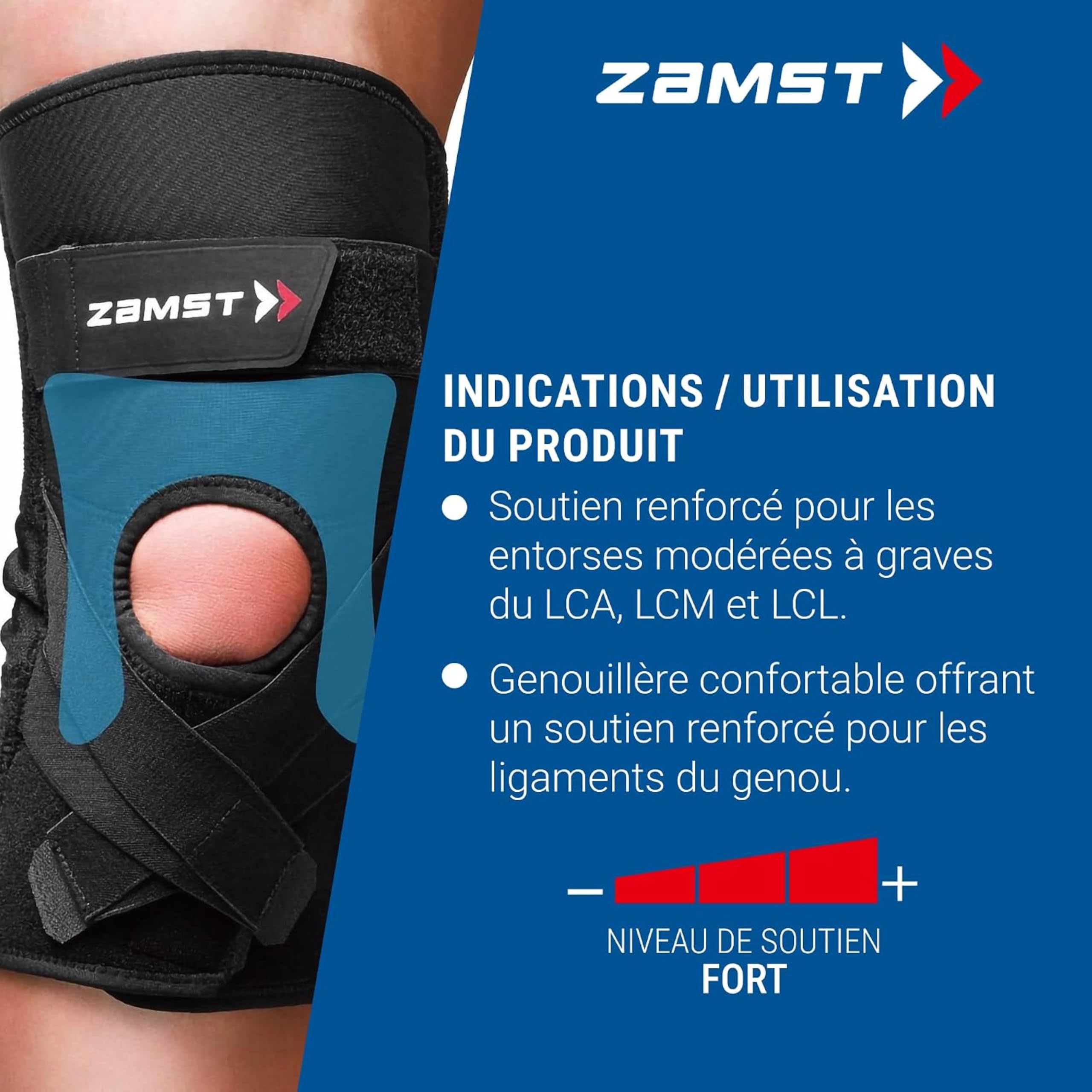 Zamst ZK-Protect Genouillère de Sport - Genouillère de Compression pour Hommes et Femmes avec Renforts en Résine Flexibles; Protection du Genou et Entorses des Ligaments ACL, MCL et LCL - Taille S