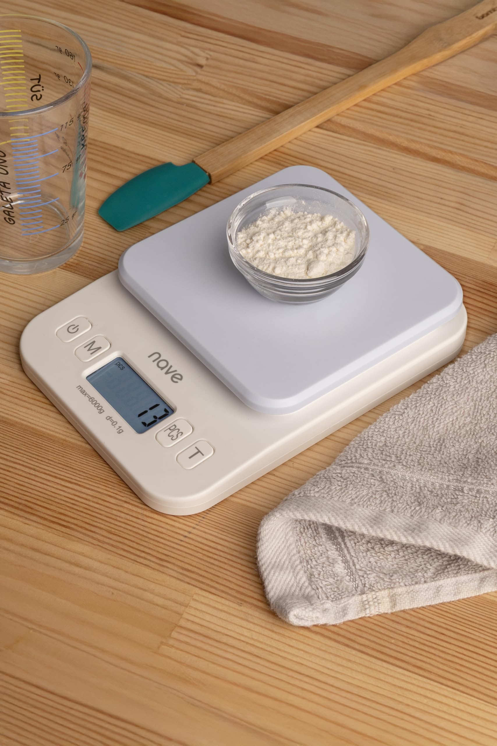Nave Báscula digital de cocina, 6 kg/0,1 g, báscula de alimentos de alta precisión con pantalla LCD, múltiples unidades (g/oz/ml/lb), funciona con pilas, ideal para hornear, cocinar y controlar el