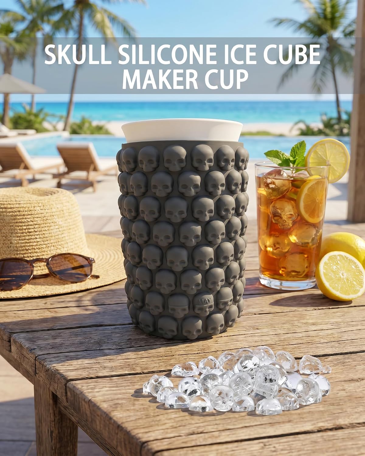 Skull Silicone Ice Cube Maker Cup Mold Mini Ice Cylinder