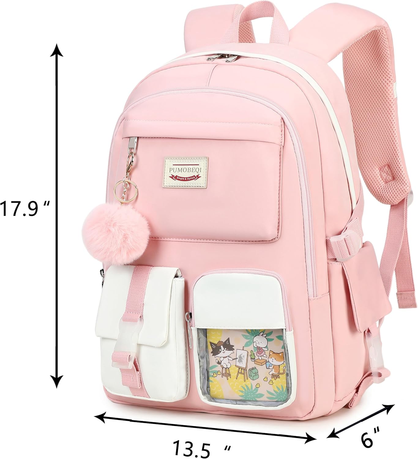 School Backpacks for Girls Backpack Teen Girl Bookbag Kawaii Backpacks for Girls School Teens (Pink)