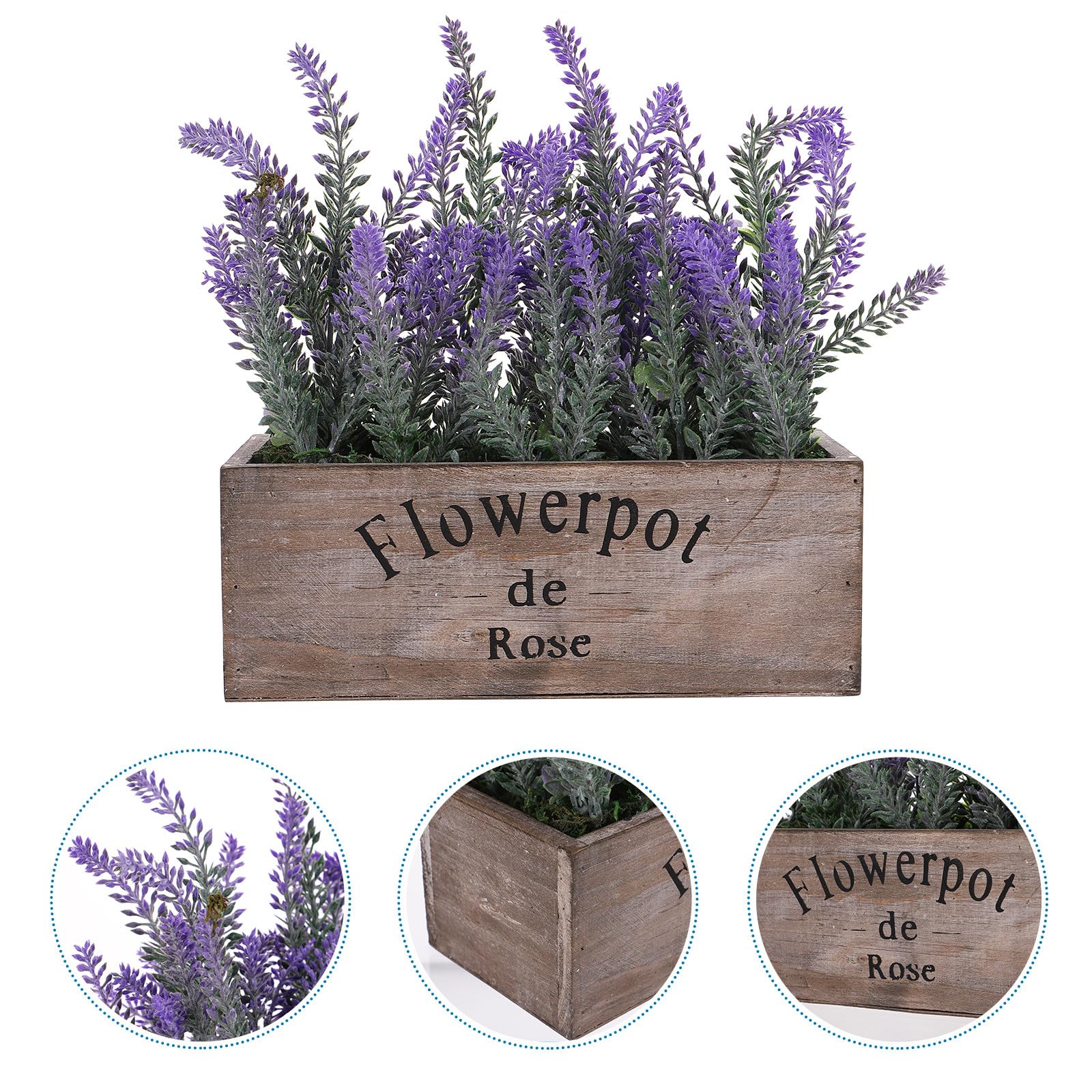 Künstlicher Lavendel Bonsai Topfpflanze mit Kunststofftopf für Schreibtisch und Fensterbank Dekoration im Büro und Wohnzimmer