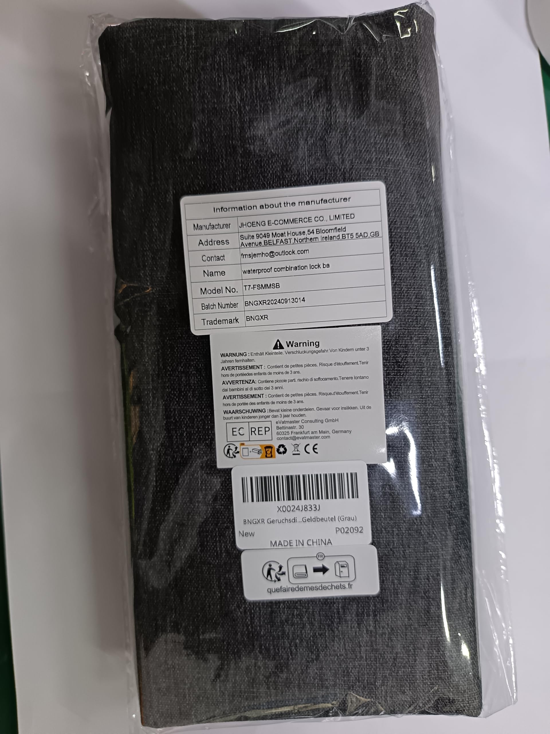 Bolsa Antiodor con Cerradura de Combinación, 32 x 20 cm Bolsa de Dinero Impermeable, Prueba de Olores, Antirrobo, Viajar Bolsa de Almacenamiento, para Almacenar Efectivo y Objetos (gris)