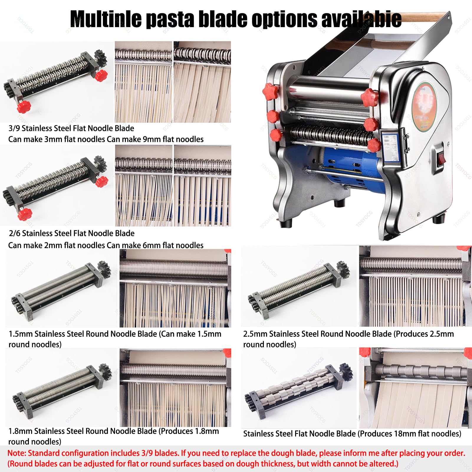 Tirapasta Elettrico Professionale Commerciale, Elettrica Macchina Per Pasta Fresca Sfogliatrice In Acciaio Inox, Macchina per Fare Pasta Larga e Sottile, Ideale per Pizza, Pane e Pasta Sfoglia