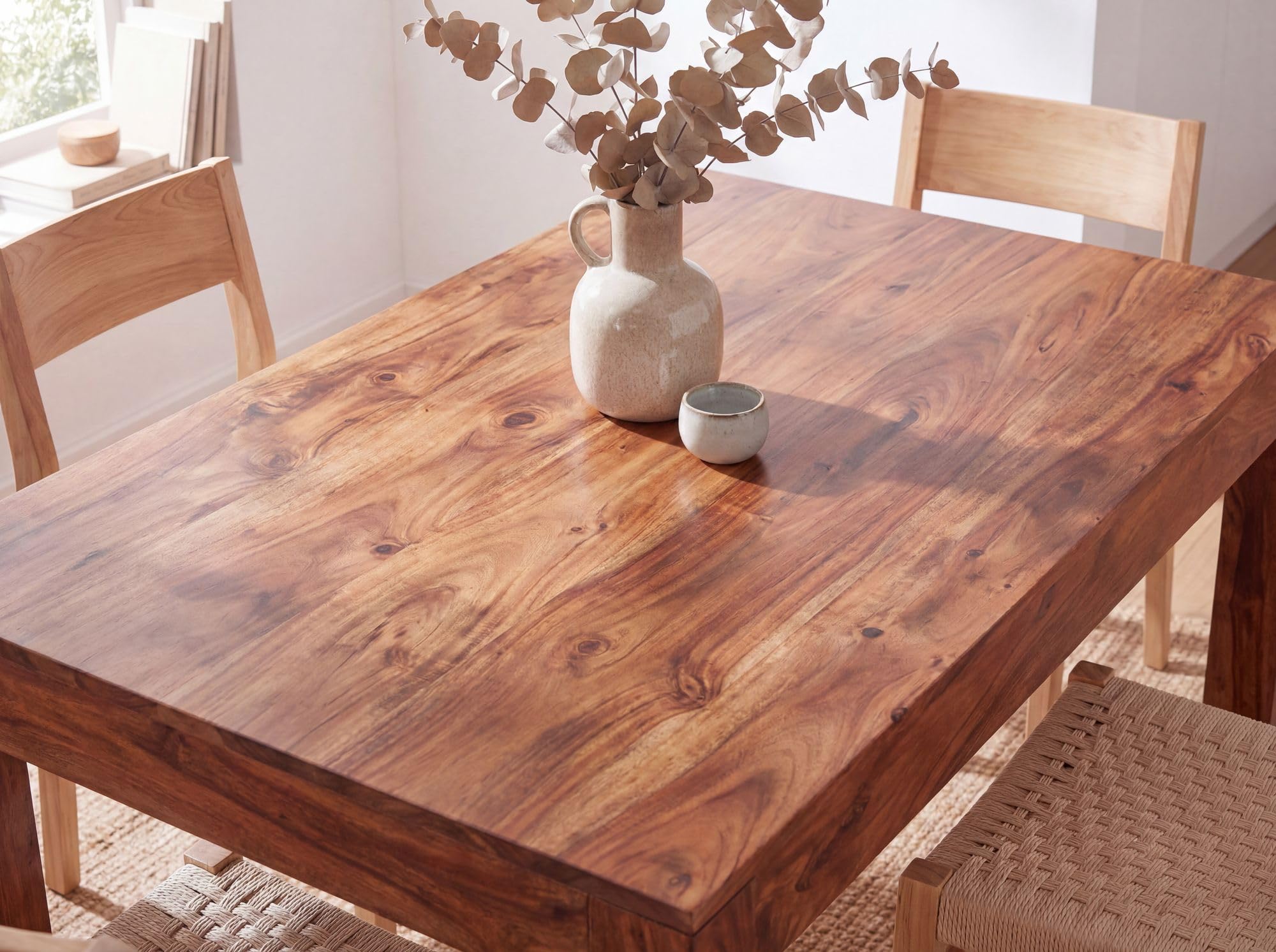 FineBuy Mesa de Comedor 120 x 60 x 76 cm Madera Maciza de Sheesham | Mesa de Cocina Moderno Pequeño