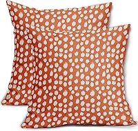 Vista 22 de Fundas de almohada marrón y blancas de 18 x 18 pulgadas, juego de 2 almohadas boho grises con lunares, fundas de almohada modernas estampadas