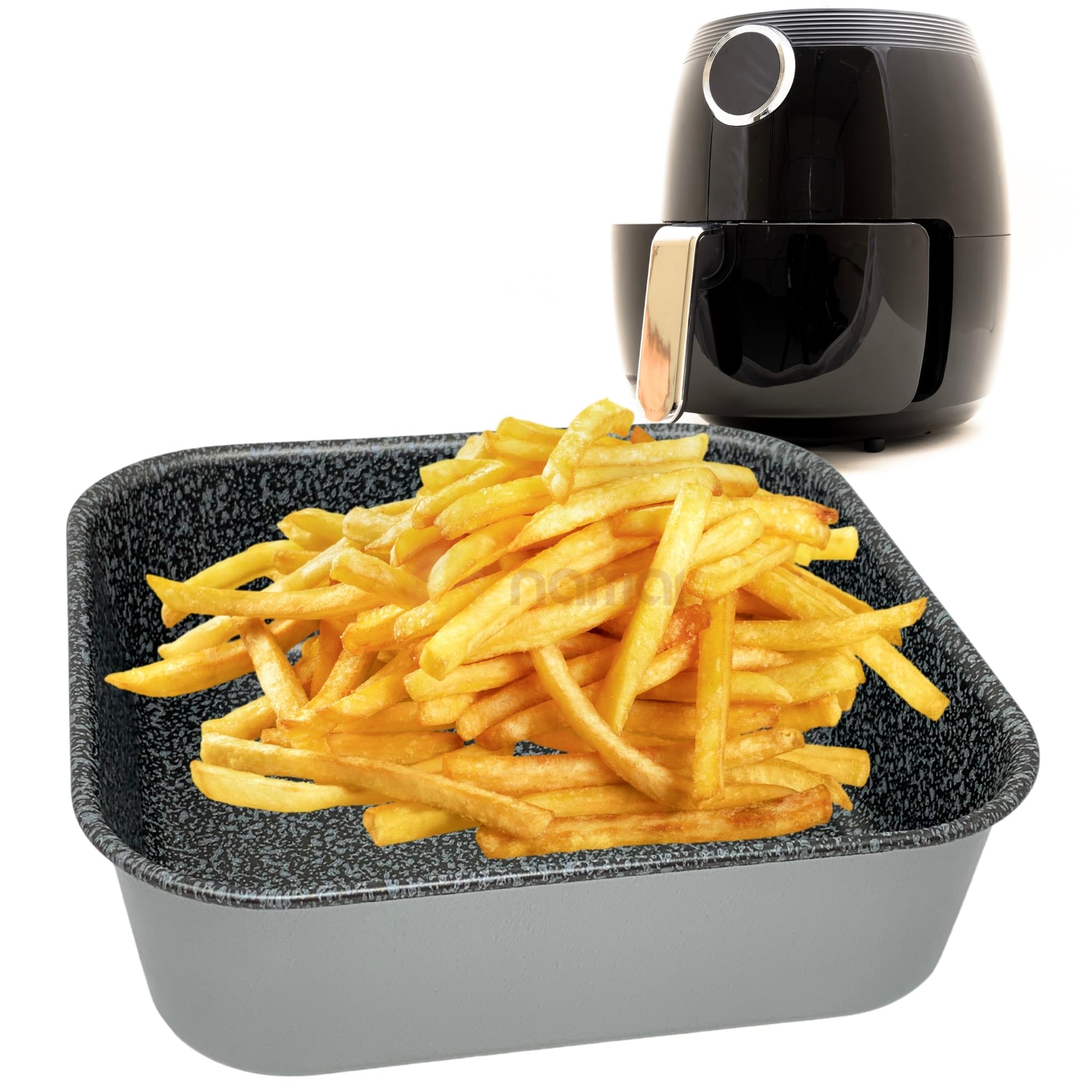 Terryshop74 Mini-plateau de cuisson pour friteuse à air, Airfryer, aluminium antiadhésif, réutilisable, revêtement antiadhésif, beau, pratique, spacieux, également pour petites portions (Bleu clair