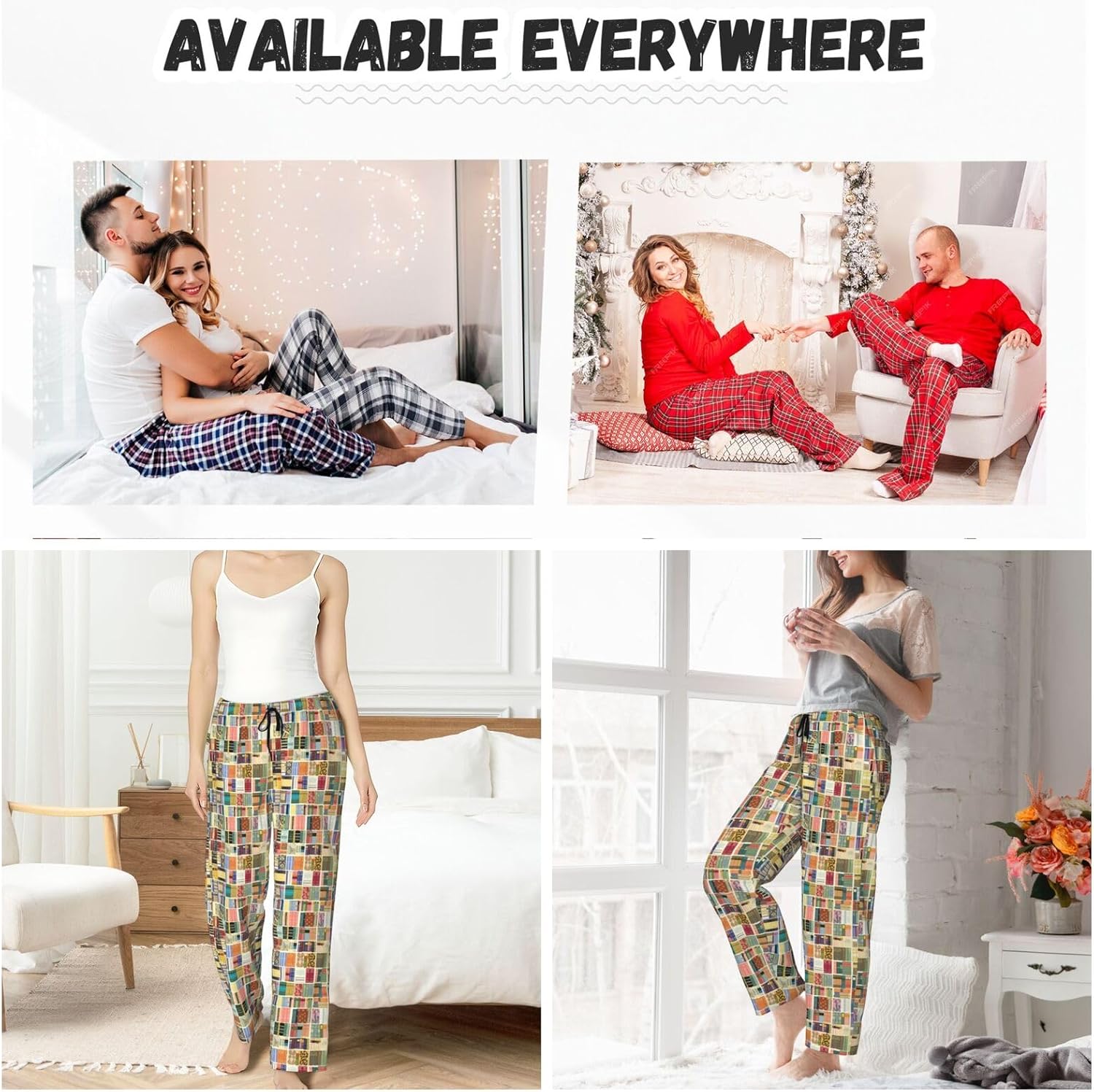 Women Comfy Pajama Pants Stretch Sleepwear Lounge Pants With Pockets & Drawstring - Image 4
