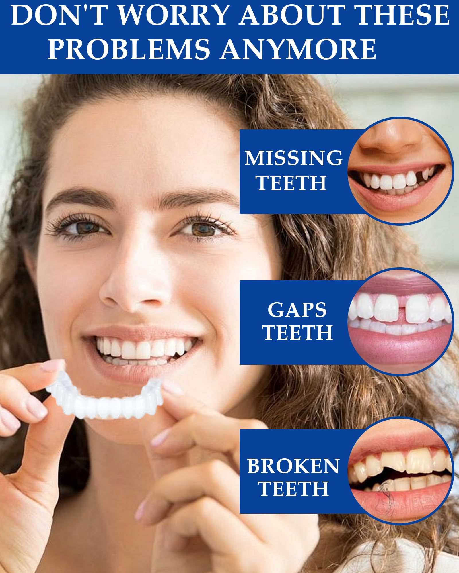 2 Paia Protesi Dentale Universale,Faccette Dentali,Faccette Denti Sorrisi Cosmetici,Denti Finti Da Applicare Da Soli Dentiera Finta Naturale Dentiera Provvisoria,Protesi Naturali Istantanee