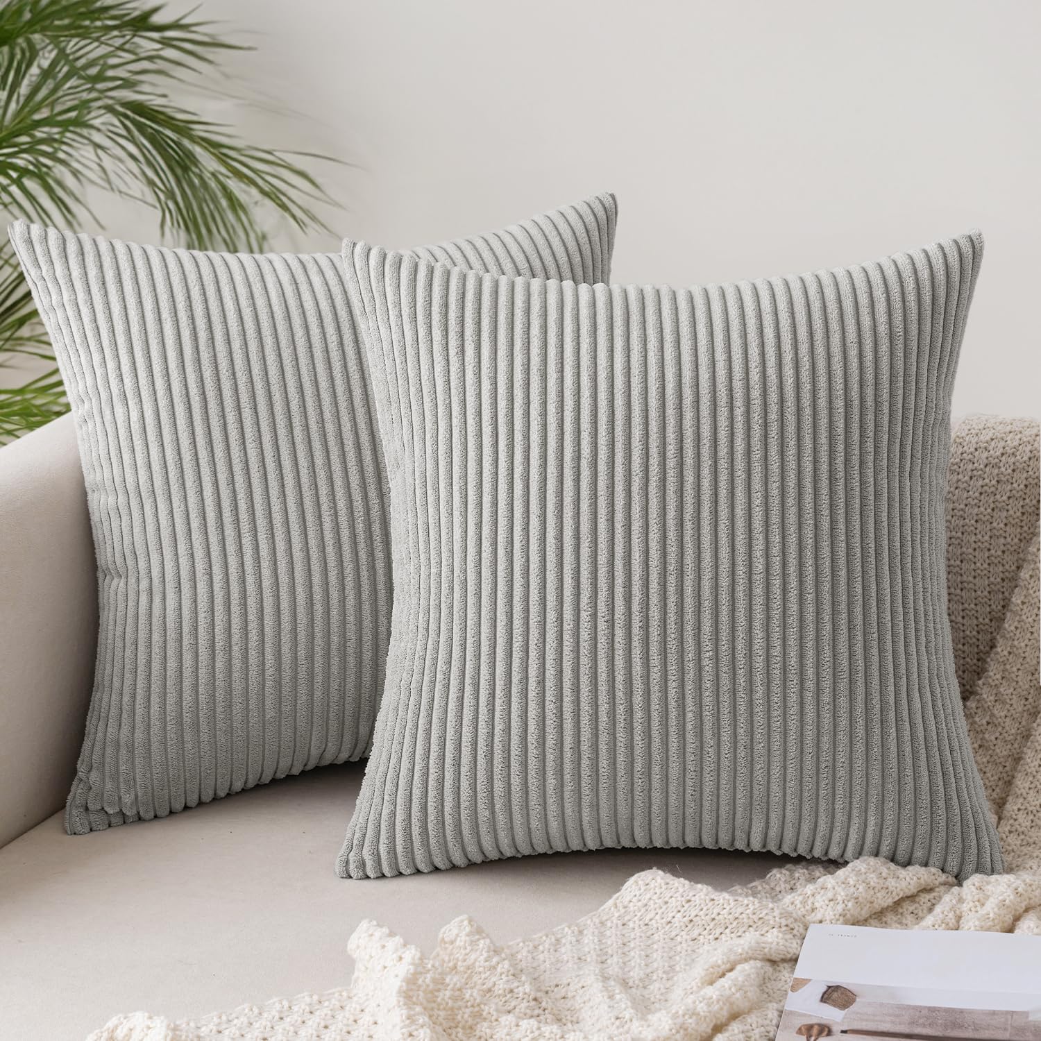 Slozzi 2er Set Kordsamt Kissenbezug Kissenbezüge Kissenhülle Sofakissen Dekokissenbezug Couchkissen Weich für Sofa Schlafzimmer Wohnzimmer Balkon