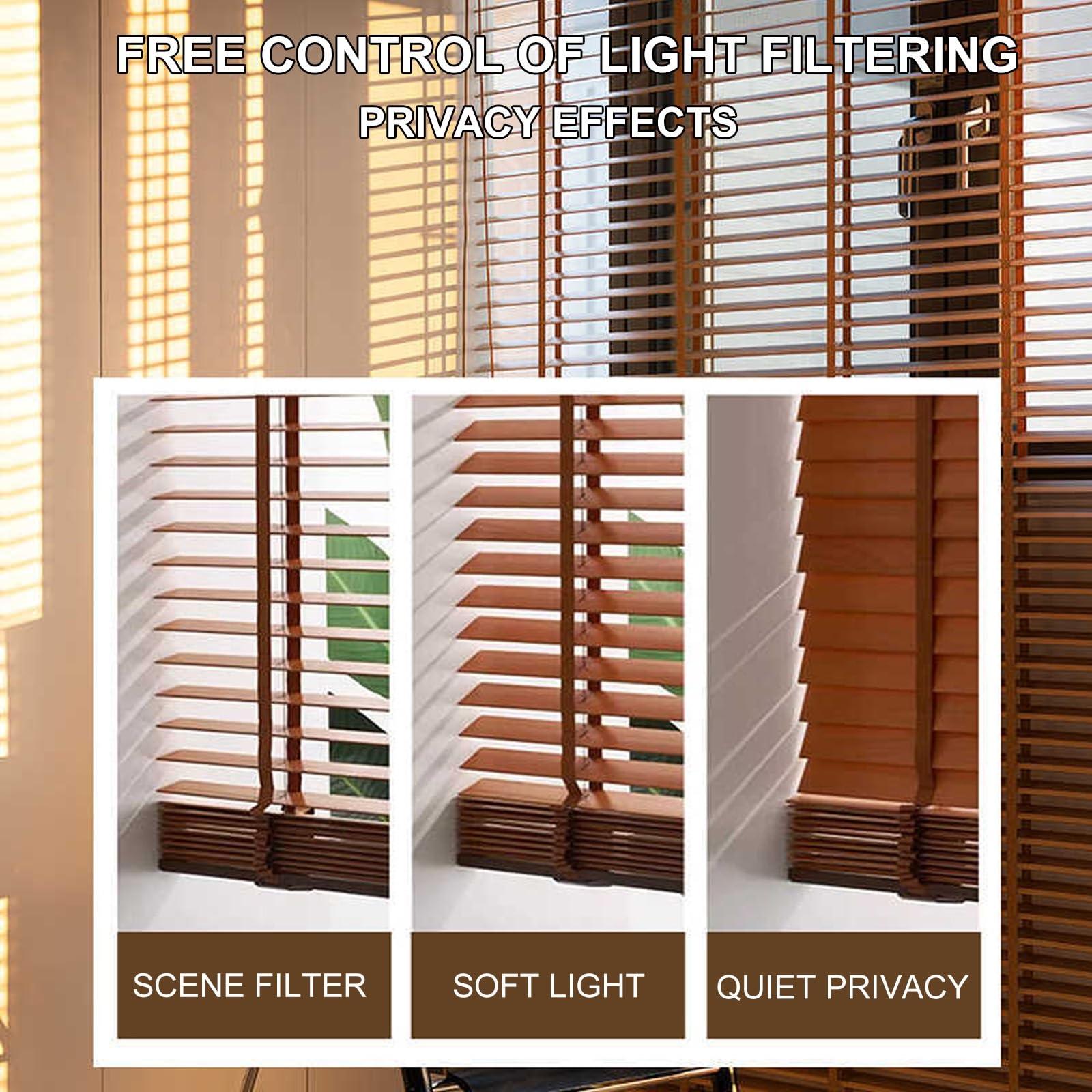 Estores Venecianos De Madera Sin Cables, Lamas De 5cm, Persianas A Medida 60 80 100 120 140 160 180 200 Cm para Dormitorio Y Salón, Aislamiento Térmico Y Madera Falsa para Privacidad