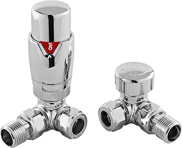 Nuie HT317 Luxury Corner Thermostatic Radiator Valves, Silver