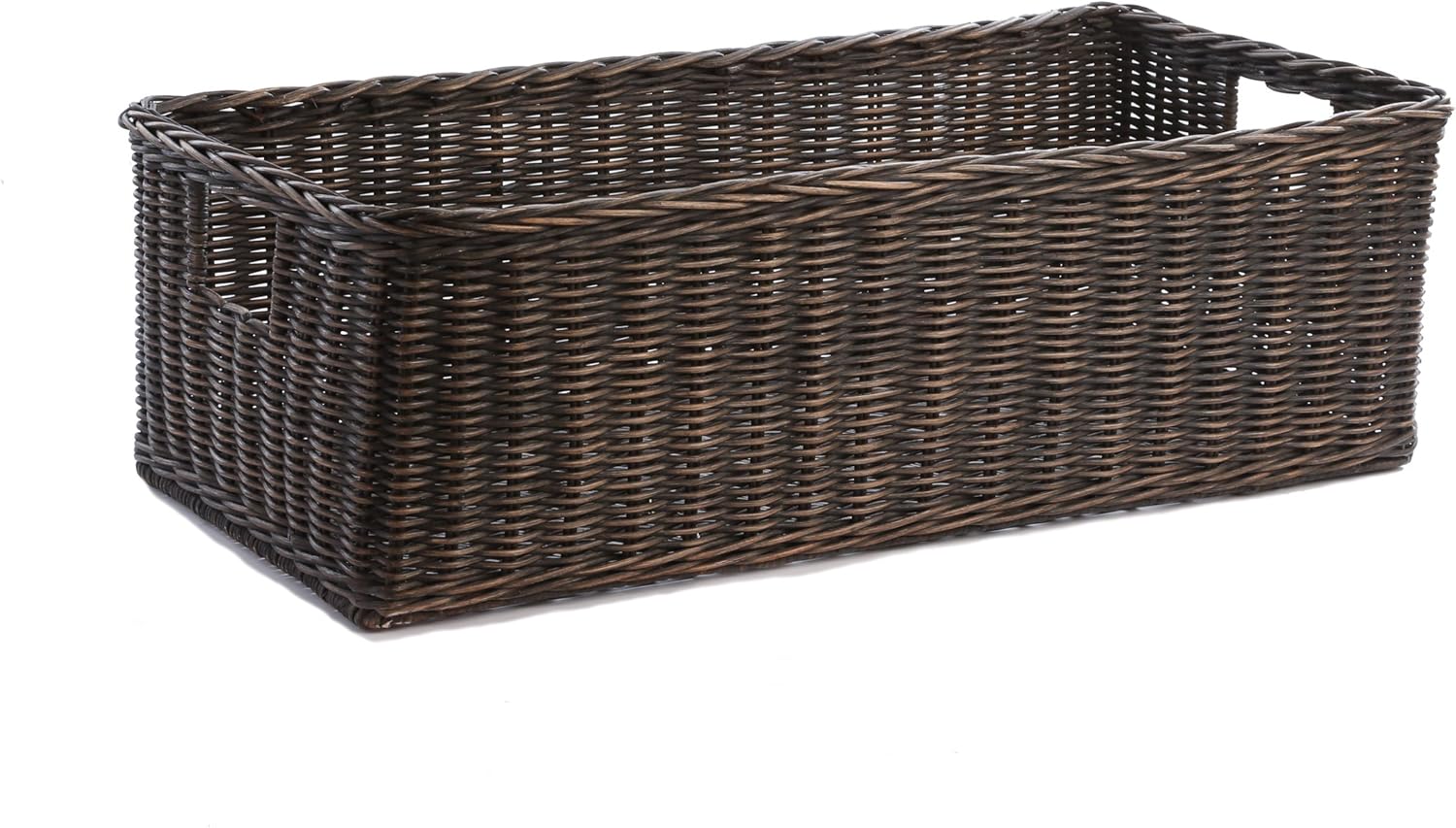 Amazon Com The Basket Lady Long Low Wicker Basket X Large 28 5 In L X 15 In W X 9 In H Antique Walnut Brown Home Kitchen