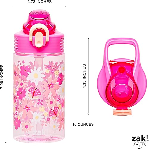Miniatura 84 de Zak Designs Botella de agua de Paw Patrol, plástico sólido, 16 oz, pajilla, asa, cubierta de boquilla emergente contra fugas