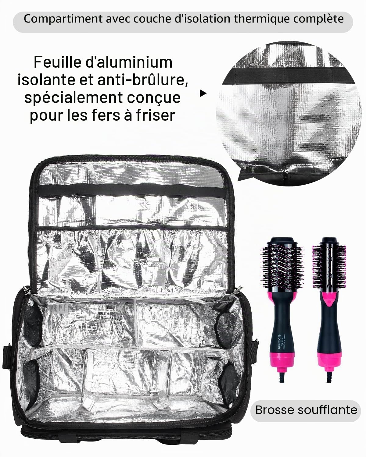 Trousse de toilette professionnelle avec bandoulière pour salon de coiffure - Sac de voyage isotherme