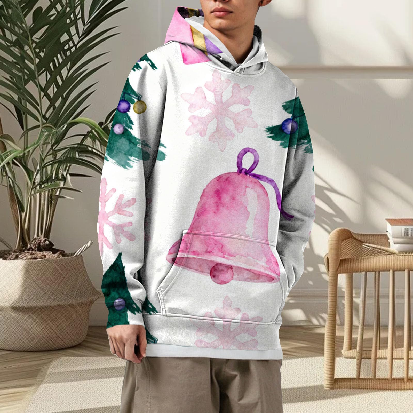 Sudaderas con Capucha Corta Sudadera para Hombre, Estampada Completamente, Moderna E Informal Grafiti (Pink, XXL) Ropa Playa Camisa Manga Larga Hombre Proteccion Solar Entrenamiento