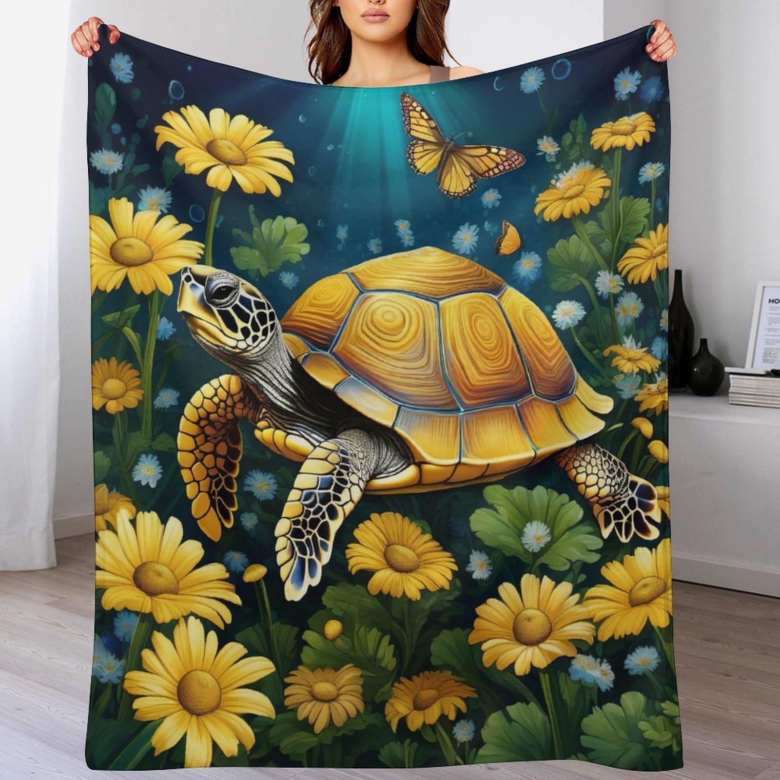 Manta de franela de tortugas de 130x180 cm suave para salón