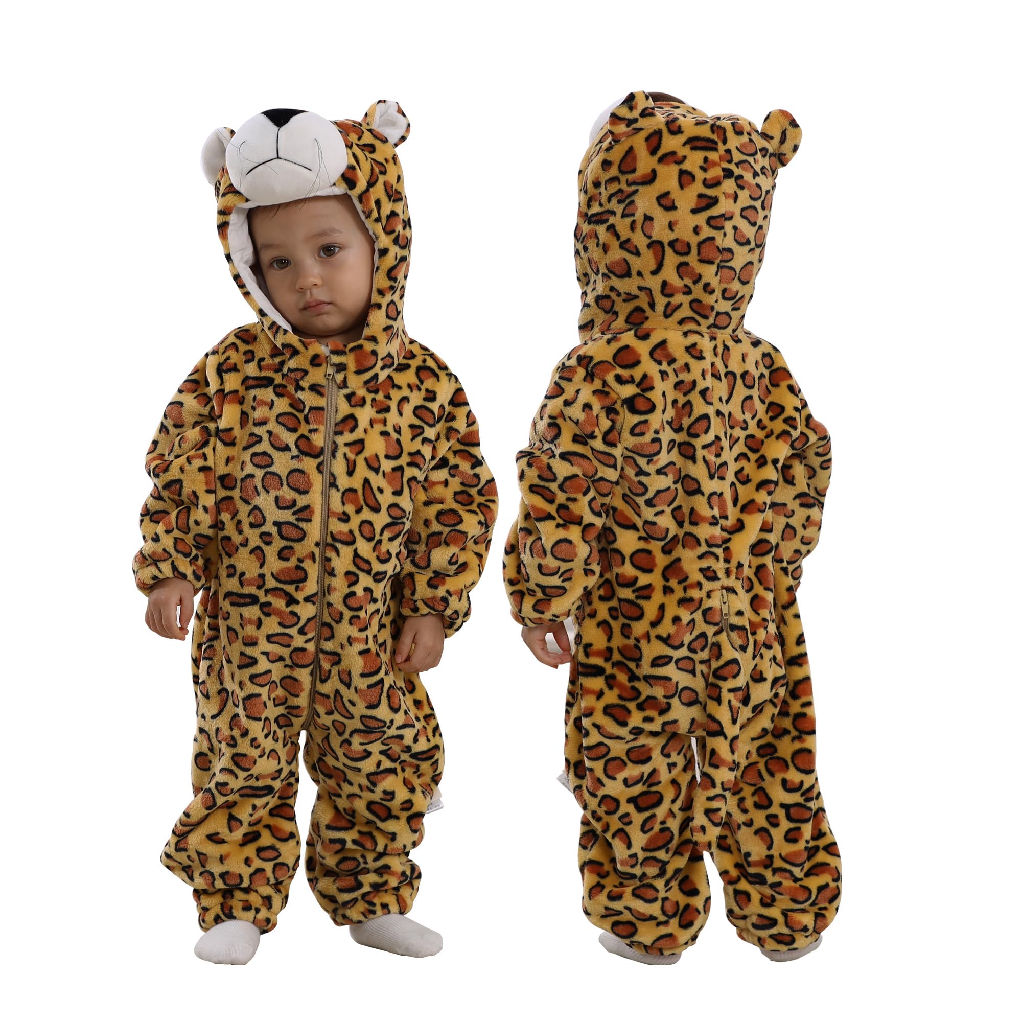 Doladola Baby Jumpsuits Animal Onesie Romper Infant Jumpsuit Halloween Costume(3 Months,Dark Leopard)
