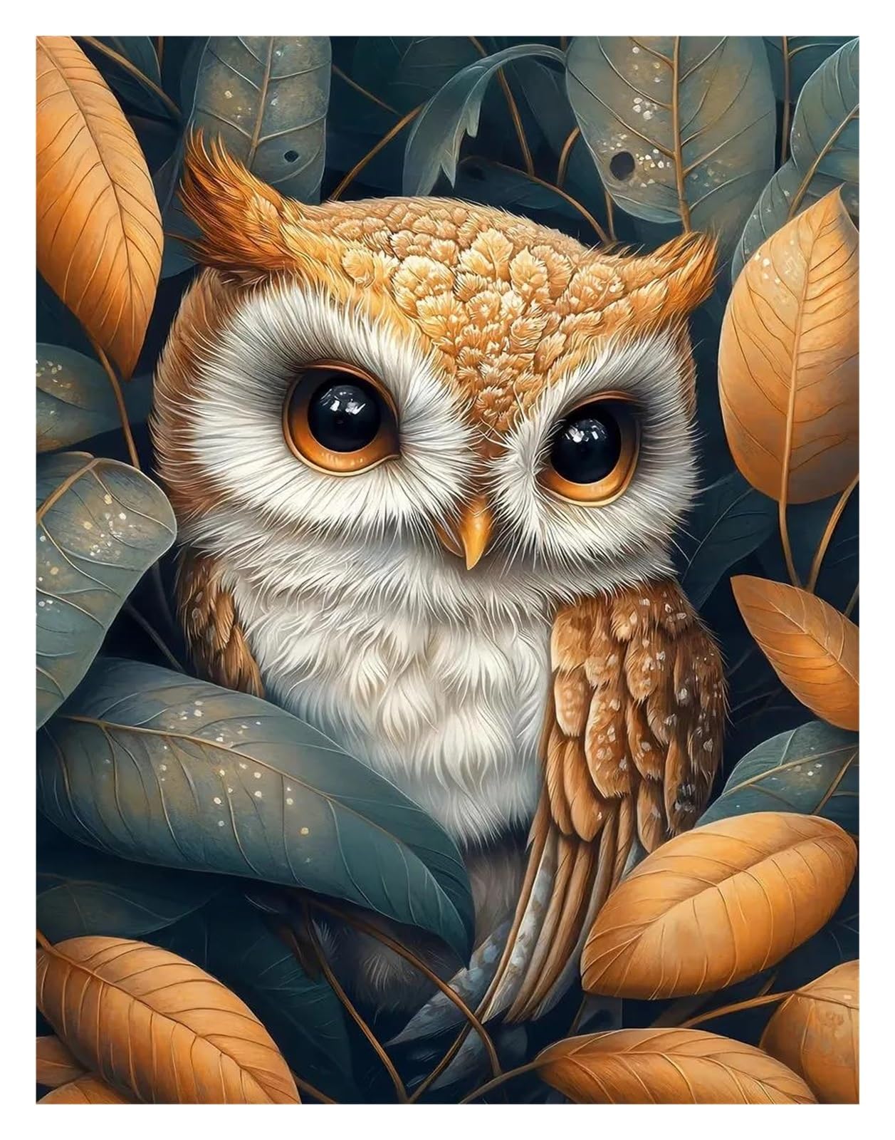Xenite K Wall Art Canvas Prints Cute Baby Animals In Leaves Posters Prints Vibrant Baby Owl Hedgehog Frog Nature Canvas Painting Wall Picture Home Bedroom Decor(,30X40cm)