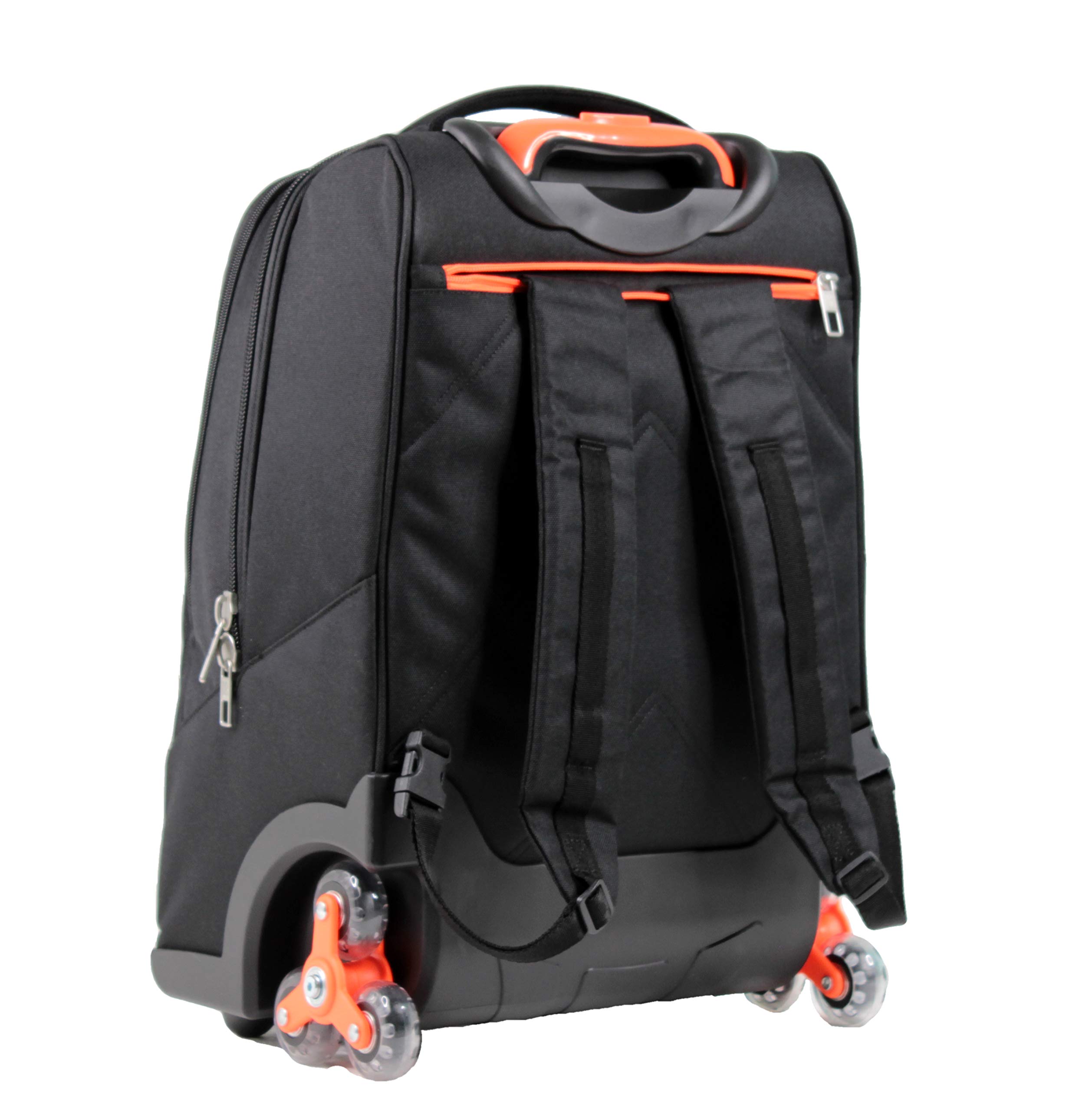 Trolley YUB 3 ruote + Borraccia Termica Bastardidentro - Scuola & Viaggio - ARANCIONE - Spallacci estraibili per uso ZAINO - 34 LT