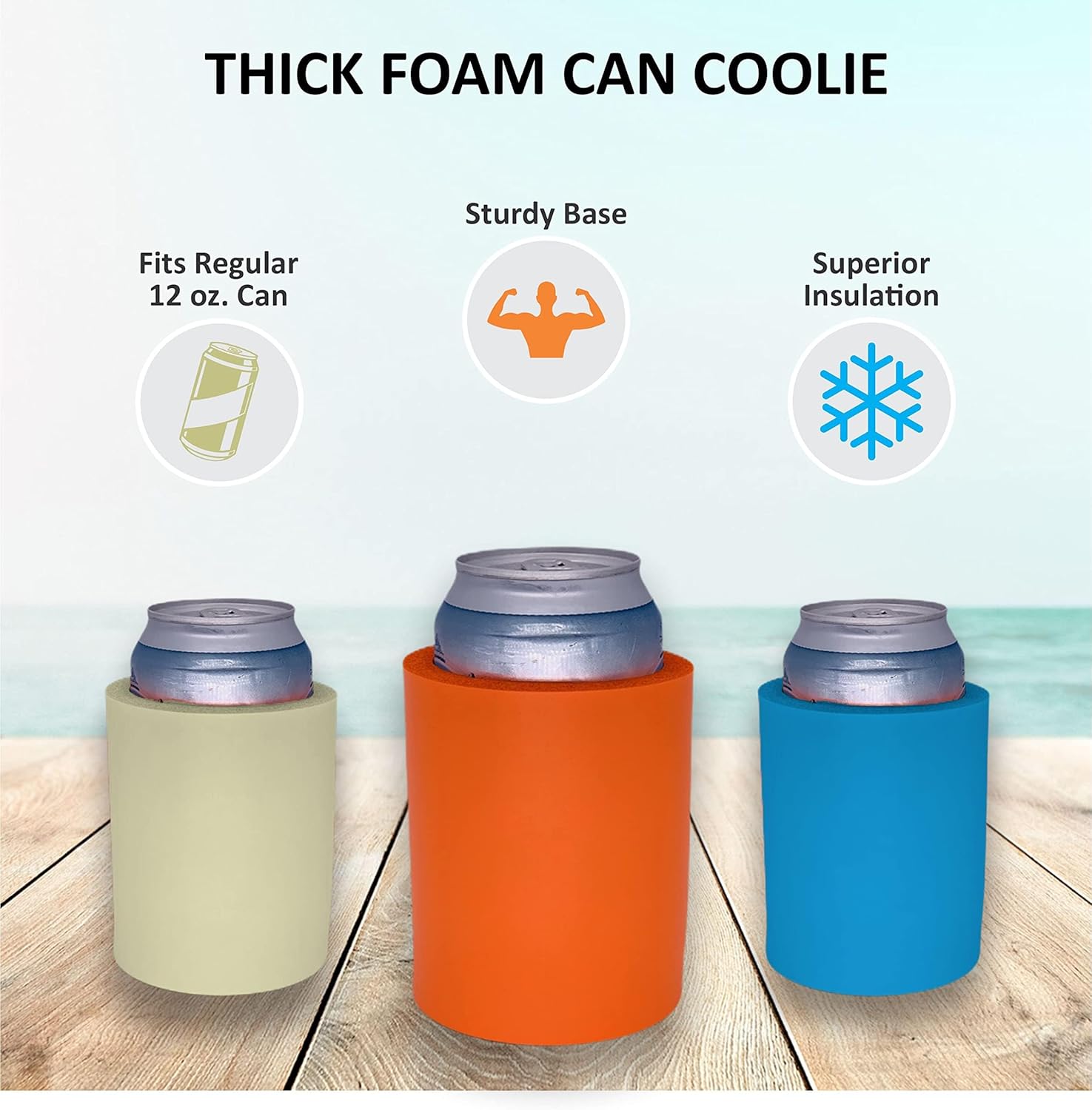 Blank Thick Foam Old School Can Cooler (Variety Color 6 Pack)