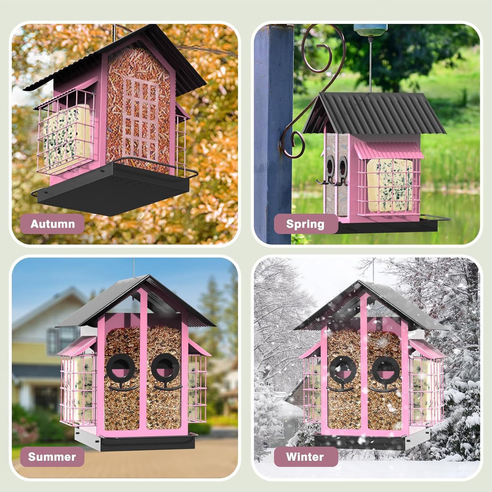 Vogelfutterhaus Für Draußen, Metall-Transparente Vogelfutterhäuser mit | Doppeldach, Vogelbedarf Für Zaun Terrasse Balkon Garten