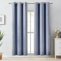Vista 10 de Melodieux Elegantes cortinas opacas de algodón para oscurecer la habitación, para sala de estar, dormitorio, con aislamiento térmico, paneles