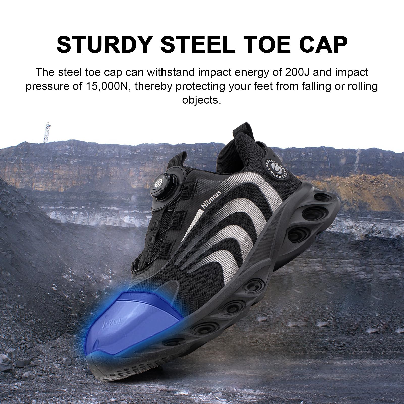 Hitmars Scarpe Antinfortunistiche Uomo Donna Scarpe da Lavoro S3 Safety Shoes S2 Scarpe Lavoro Scarpe da Cantiere Cucina Comode Nero Blu EU36-48