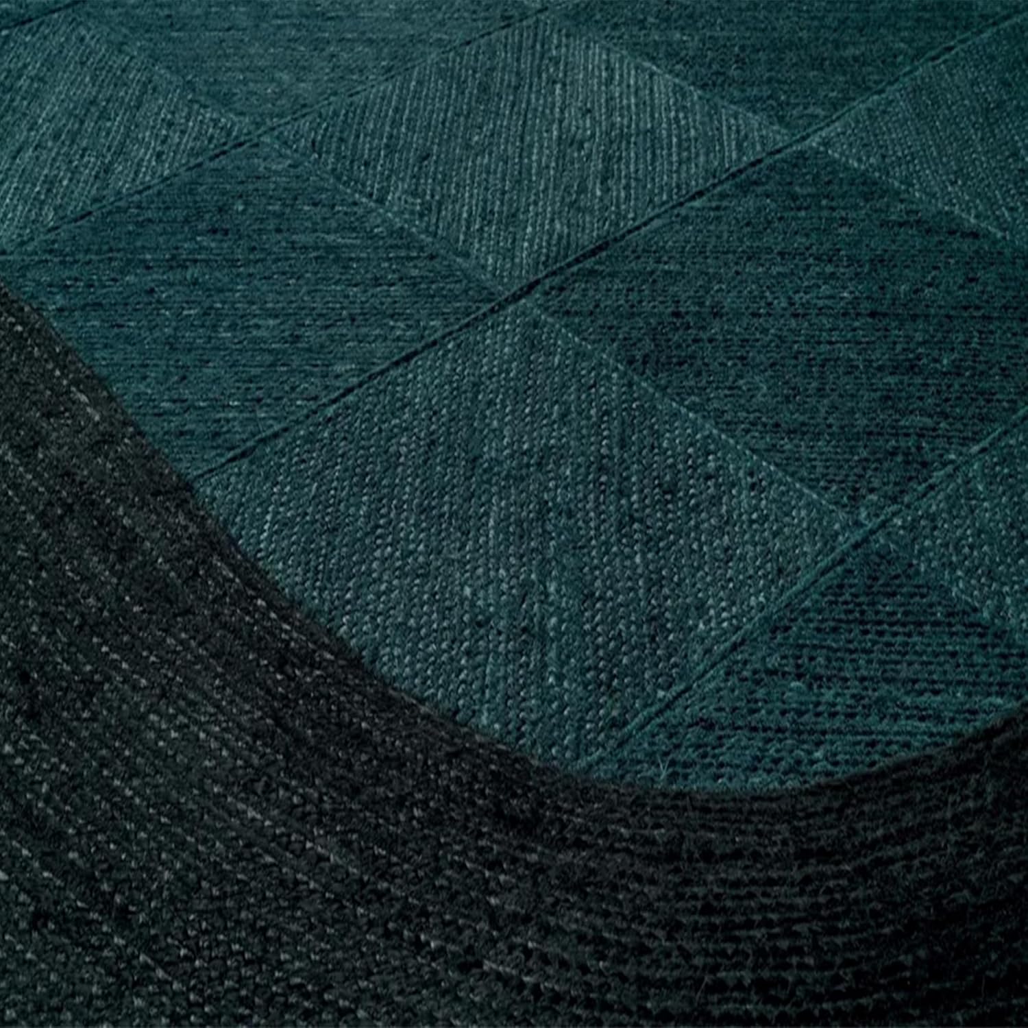 Rectangular Area Rug - 10x18 Feet Hand Woven Jute Rug Thick 0.27" Solid Blue & Black Border Rugs for Dining Room Farmhouse Design Outdoor Decorative Floor Carpet
