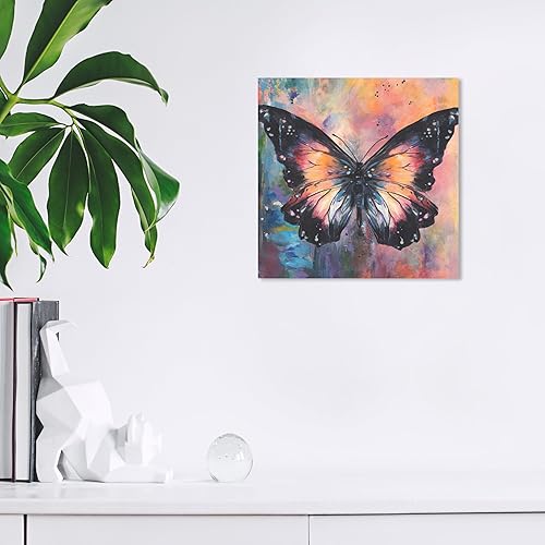Miniatura 5 de Wynwood Studio Lienzo decorativo contemporáneo con diseño de animales y mariposas, arte de pared para sala de estar, dormitorio y baño, 12 x 12