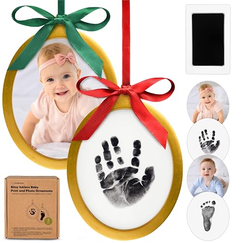 Inkless Baby Hand and Footprint Kit, Two-Sides Ornament (Oval/Gold) |