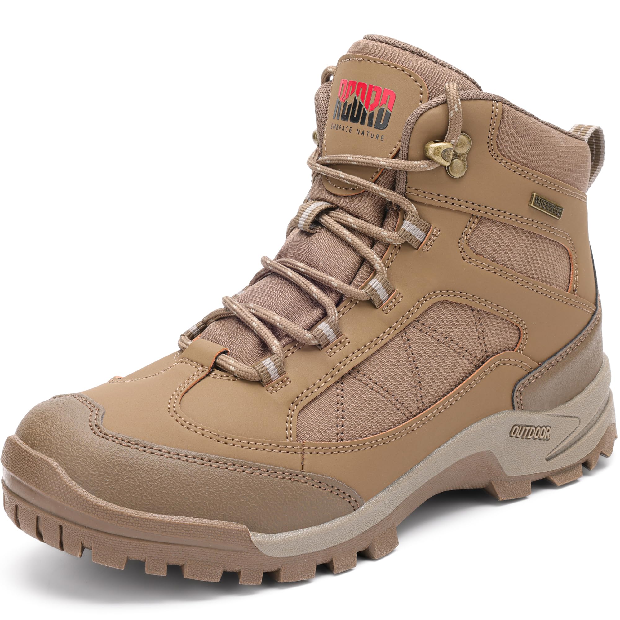 R CORD Womens Waterproof Hiking Boots Ankle Hiking Boots for Women Durable Womens Boots for Outdoors Brown Size 6.5