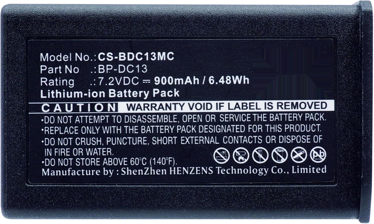 900mAh Battery Replacement for T Digital Camera T (Typ 701) T Silver 19800 TL2 TL BP-DC13 (7.2V)