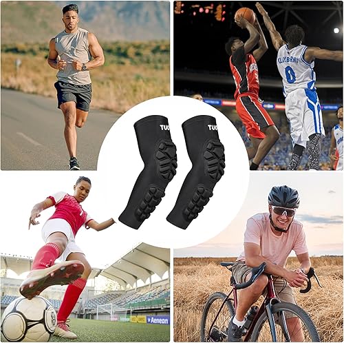 Miniatura 10 de Protector de codo acolchado de compresión para manga de brazo para baloncesto, fútbol, niños, jóvenes, adultos (1 par)