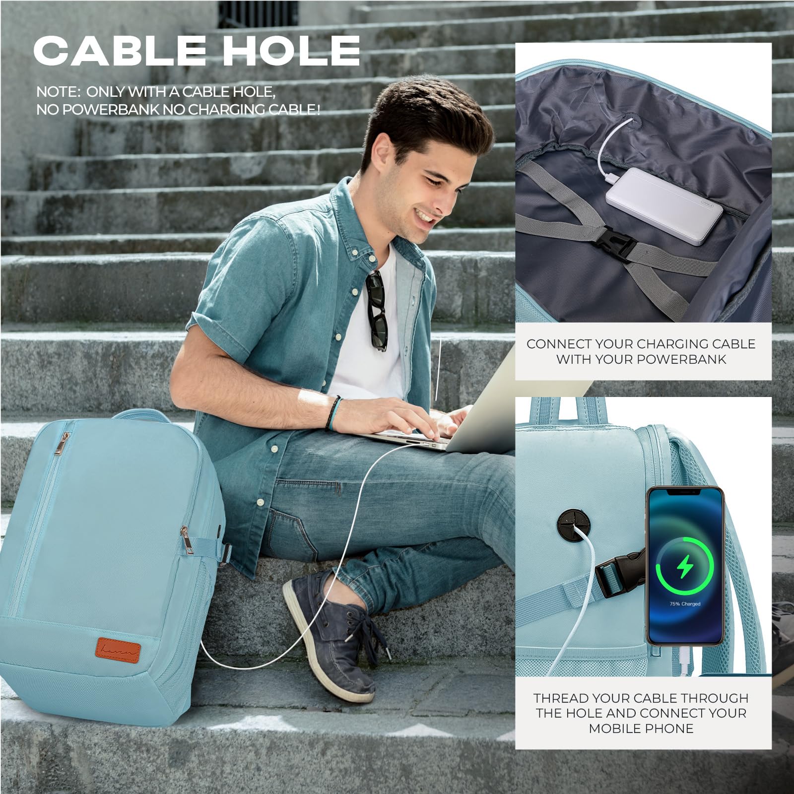 VMIKIV per Zaino Ryanair 40x20x25 Zaino da Viaggio Aereo Bagaglio a Mano Borsa Donna Uomo per Aereo Zaini da Viaggio Antifurto Piccolo Borsone da Cabina per Scuola Lavoro