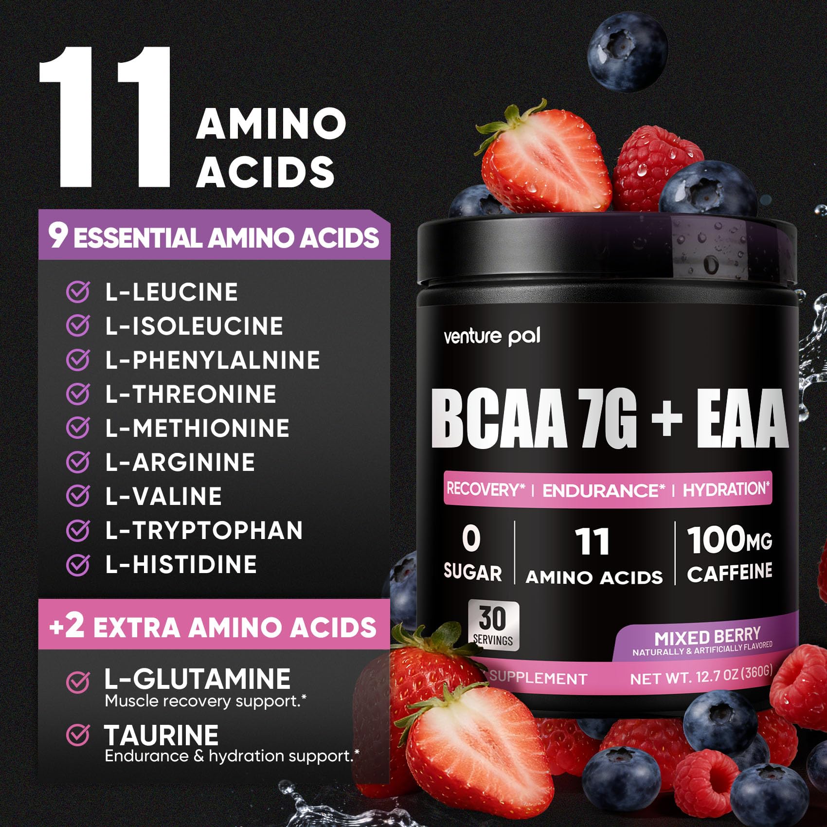 Sugar Free BCAA + EAA Powder for Muscle Recovery & Growth, Gluten-Free — Amazon image 3