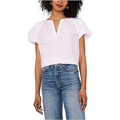 Vince Camuto Raglan Puff Sleeve Blouse ultra white