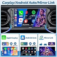 Vista 2 de Estéreo de Coche QLED de Doble Din con Apple CarPlay Inalámbrico y Android Auto, Audio de 4.2 Canales con 2 Salidas de Subwoofer, Cámara