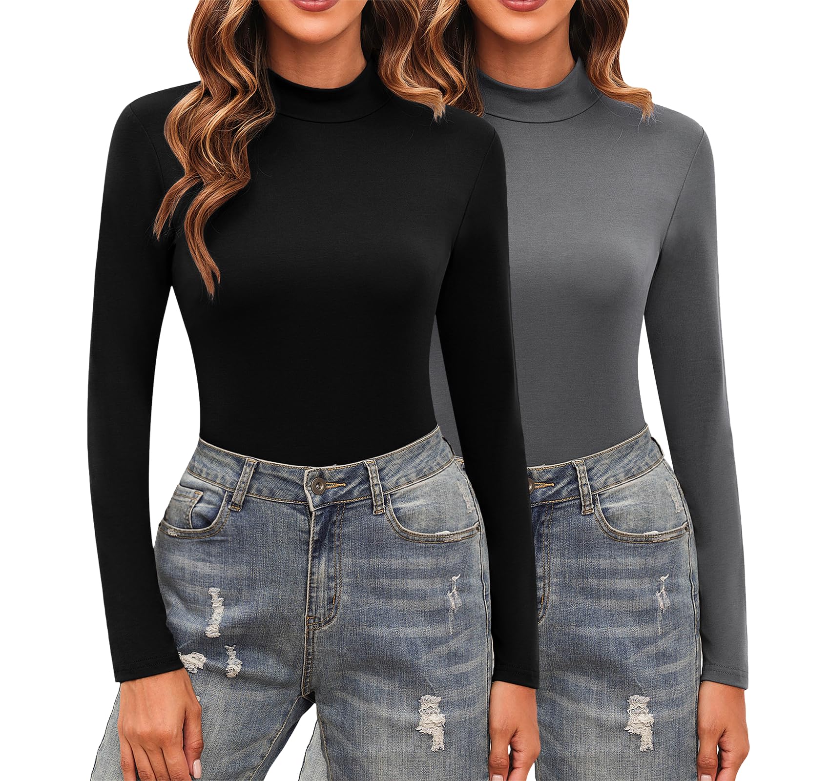 Totatuit Magliette Donna Estive Manica Corta Shirt Elegante Basic Dolcevita Maglietta Top a Collo Alto Lupetto Casual Pullover di Base Slim Fit Morbida Sexy