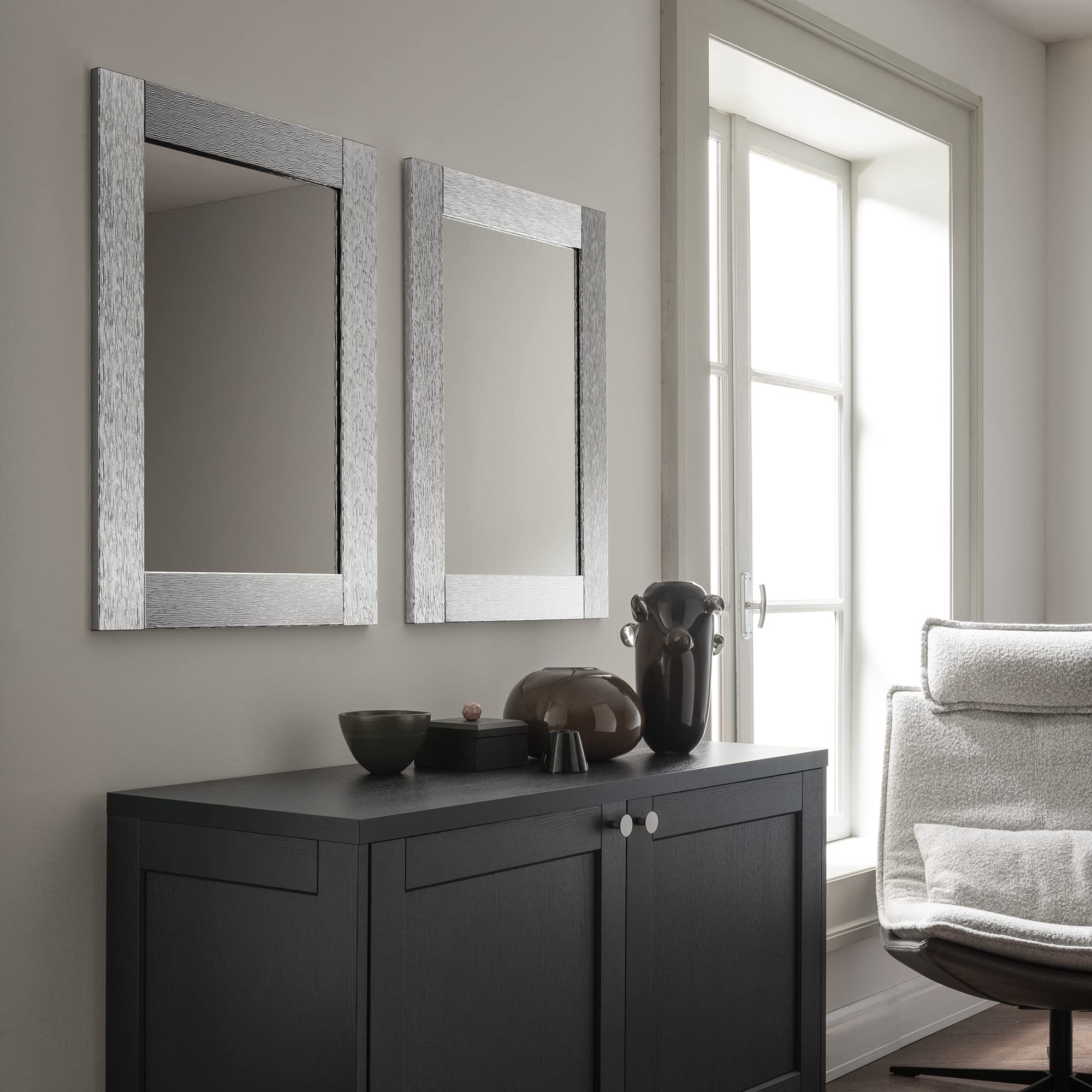 ARHome Specchiera Luxury, 76 x 56, Argento Lucido, Specchio da Parete, Made in Italy