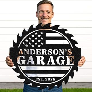 Custom Garage Workshop Decor – Personalized Metal Sign with Name for Men Who Love Tools, Repairs, or Projects – Wall Art Gift for Dad, Grandpa, Brother, or Husband