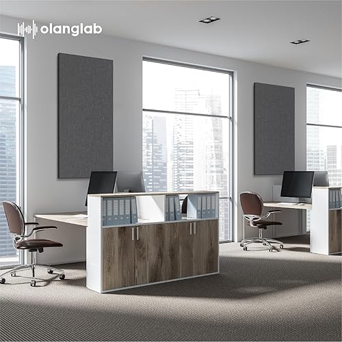 Miniatura 7 de Olanglab Paquete de 2 paneles acústicos, paneles de sonido grandes de 48 x 24 pulgadas, paneles de espuma a prueba de sonido envueltos en tela para