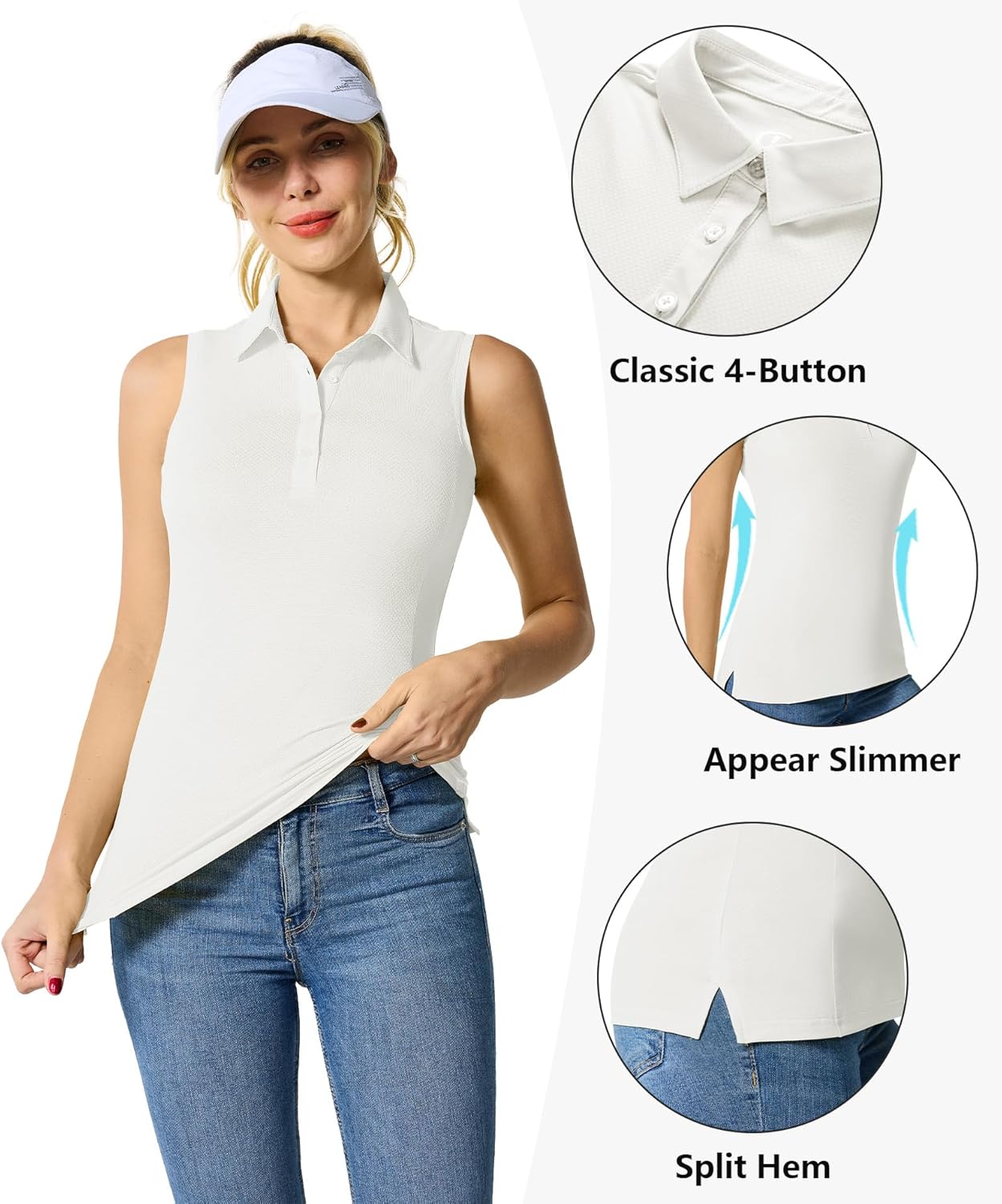 Casei Women's Sleeveless Golf Polo Shirts UPF 50+ Quick Dry Collared Polo Shirts Athletic Tank Tops Shirts - Image 6