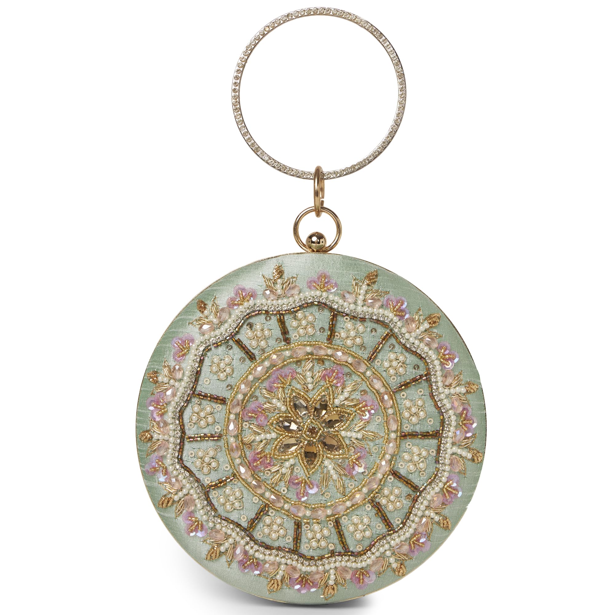 Nahhar Fashion Womens Pretty Mint Green Round Adorning Clutch bags (B0CKZ12X5B) Amazon Price History, Amazon Price Tracker