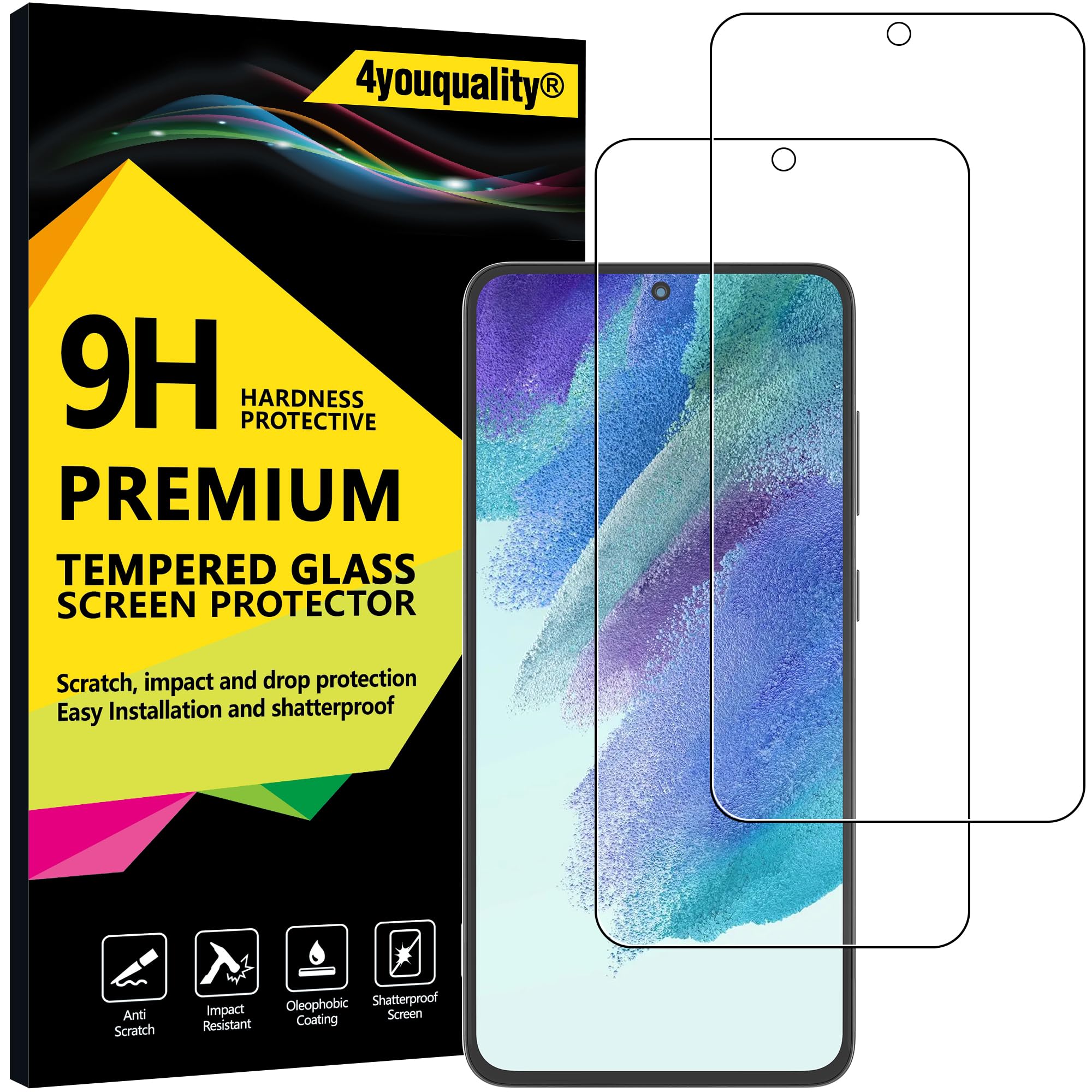 Screen Protector for Samsung Galaxy S21 FE 5G, Tempered Glass Film, 2-Pack, [LifetimeSupport][Impact-Resistant][Anti-Scratch]