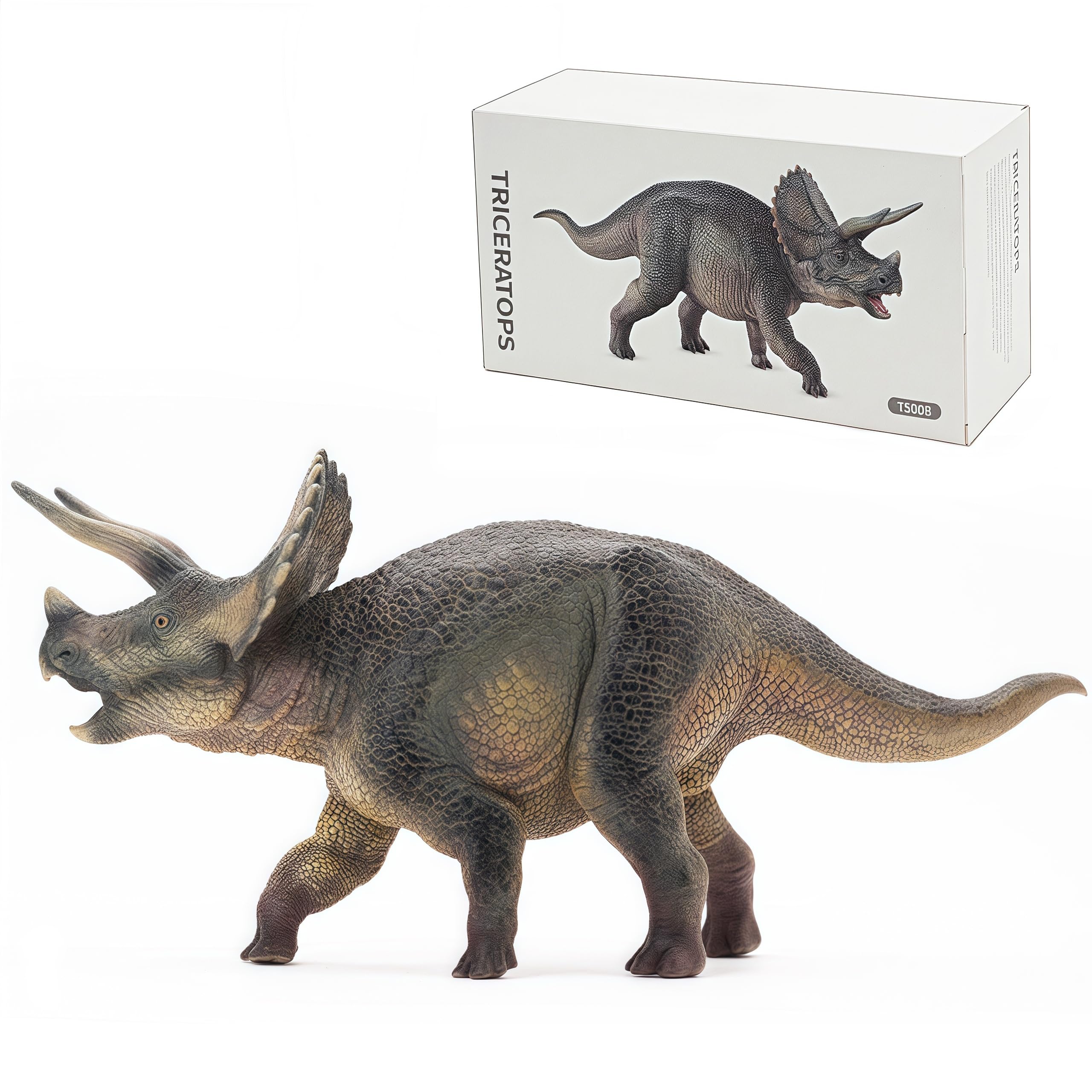 Gemini&GeniusTriceratops Action Figure Toy, Triceratops Dinosaur Model Toy, Beautiful and Accurate Sculptures of Dino Toy Figure, Collection, Display & Play for Kids Dino Lover
