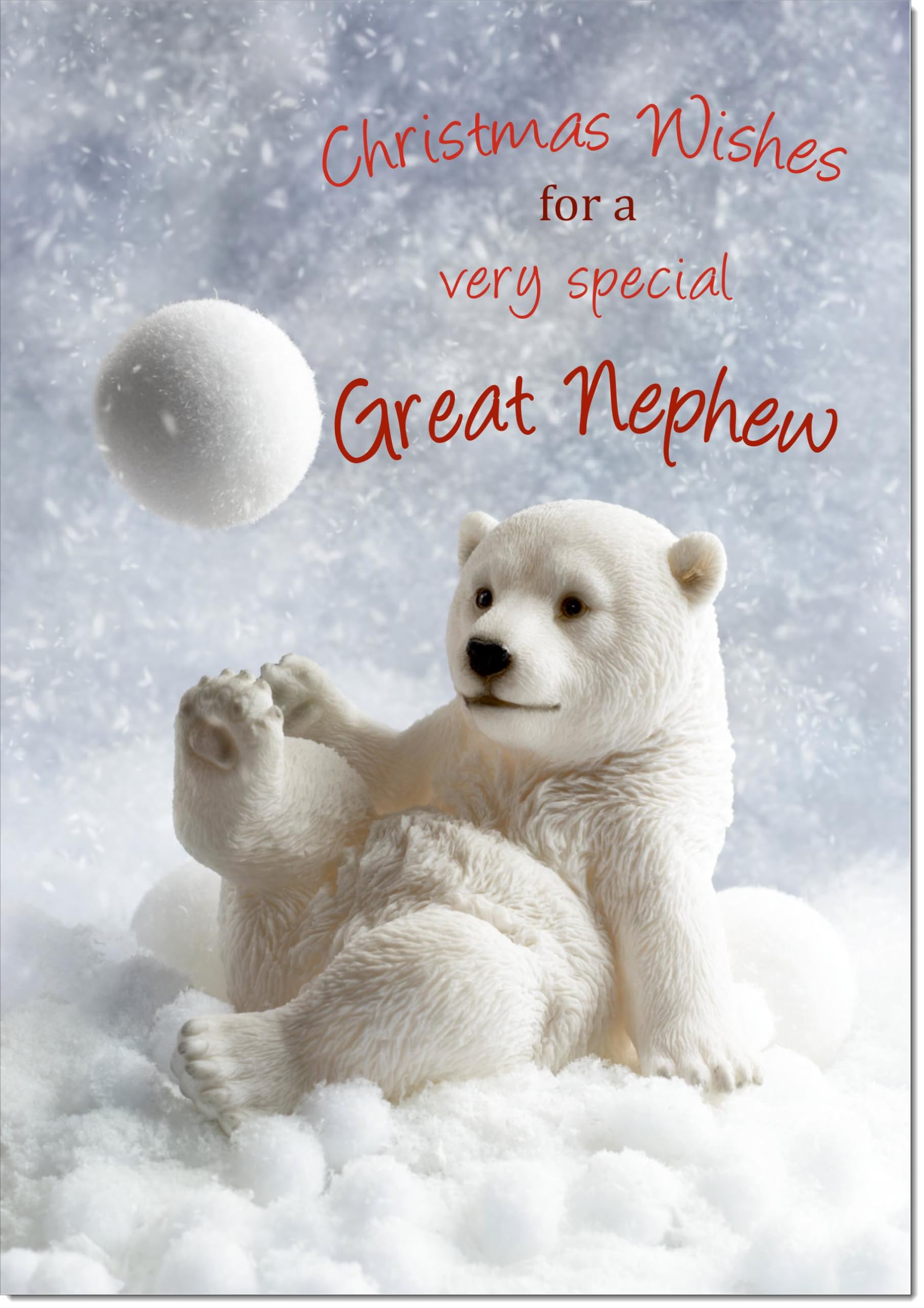 doodlecards Great Nephew Christmas Card Polar Bear and Snowball Large A4 Size Christmas Card for Great Nephew with Plain Envelope — image 1