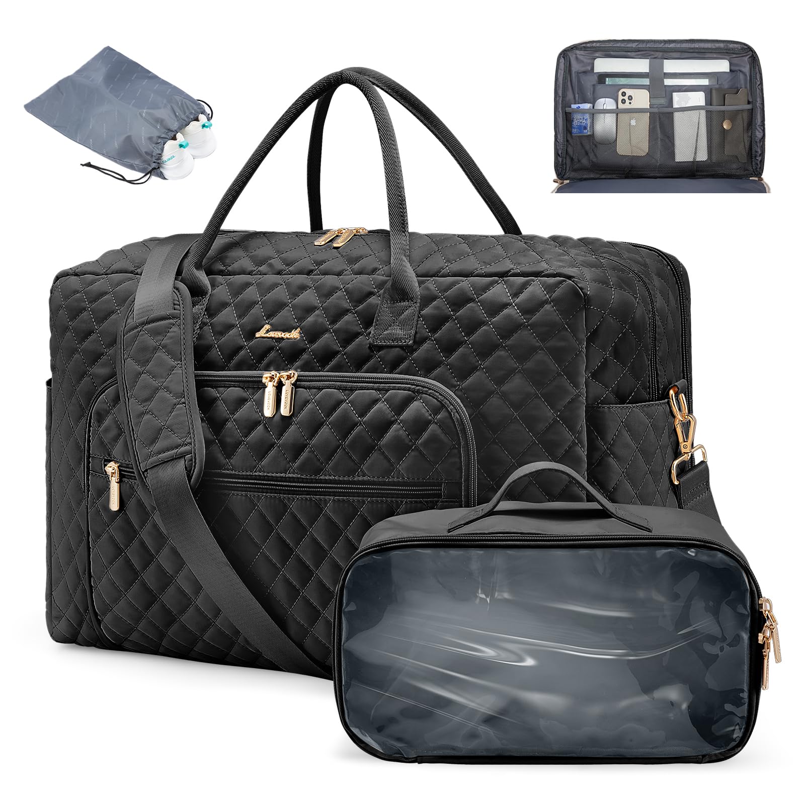 LOVEVOOK Travel Duffle Bag - Women's Weekender Carry On Overnight Laptop & Gym Bag With Toiletry/Shoe Pocket, Hospital Labor Bag