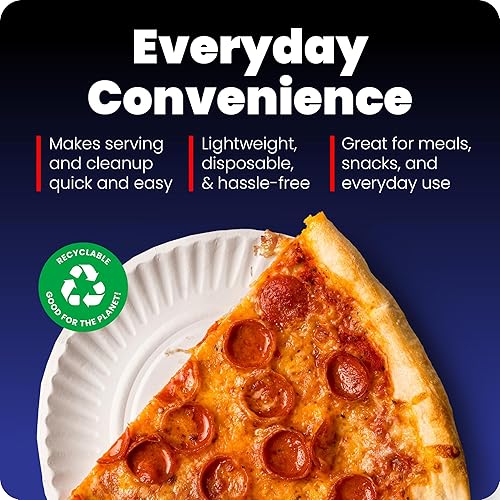 Miniatura 3 de Hygloss Productos Platos de papel blanco sin recubrimiento de 9 "a granel, 9 pulgadas, paquete de 300, platos desechables para alimentos, postres o