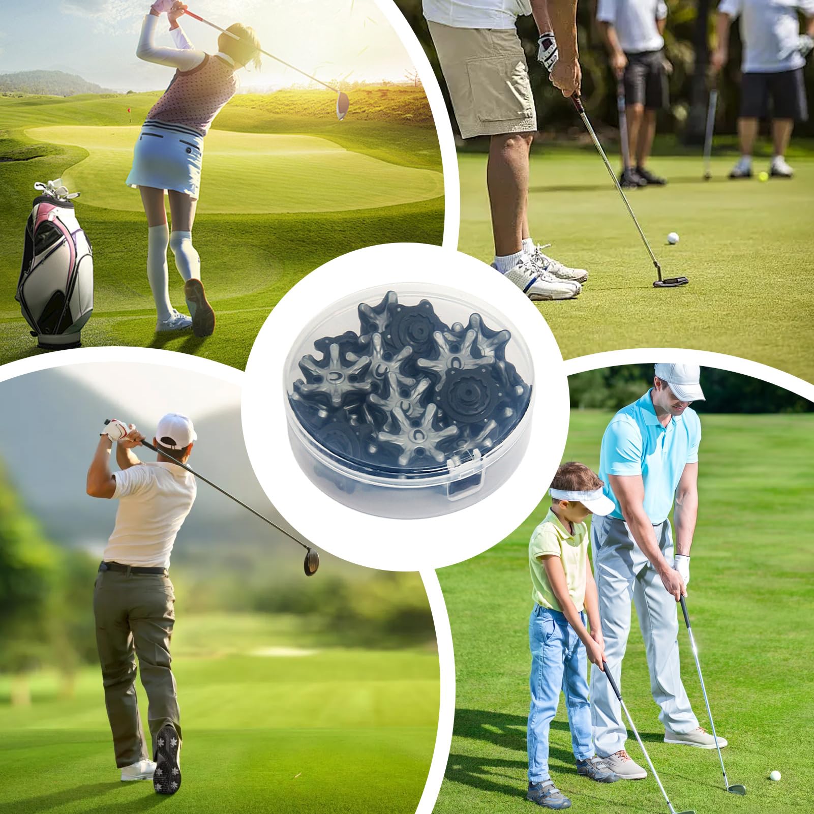 Reemplazo De Tacos De Golf | 18 Piezas De Inserciones De Alto Rendimiento De Rosca Corta, Puntas Duraderas De 1 Pulgada | Juego De Repuesto De Tacos De Golf Con Agarre Estable Para Campos De Jugadores